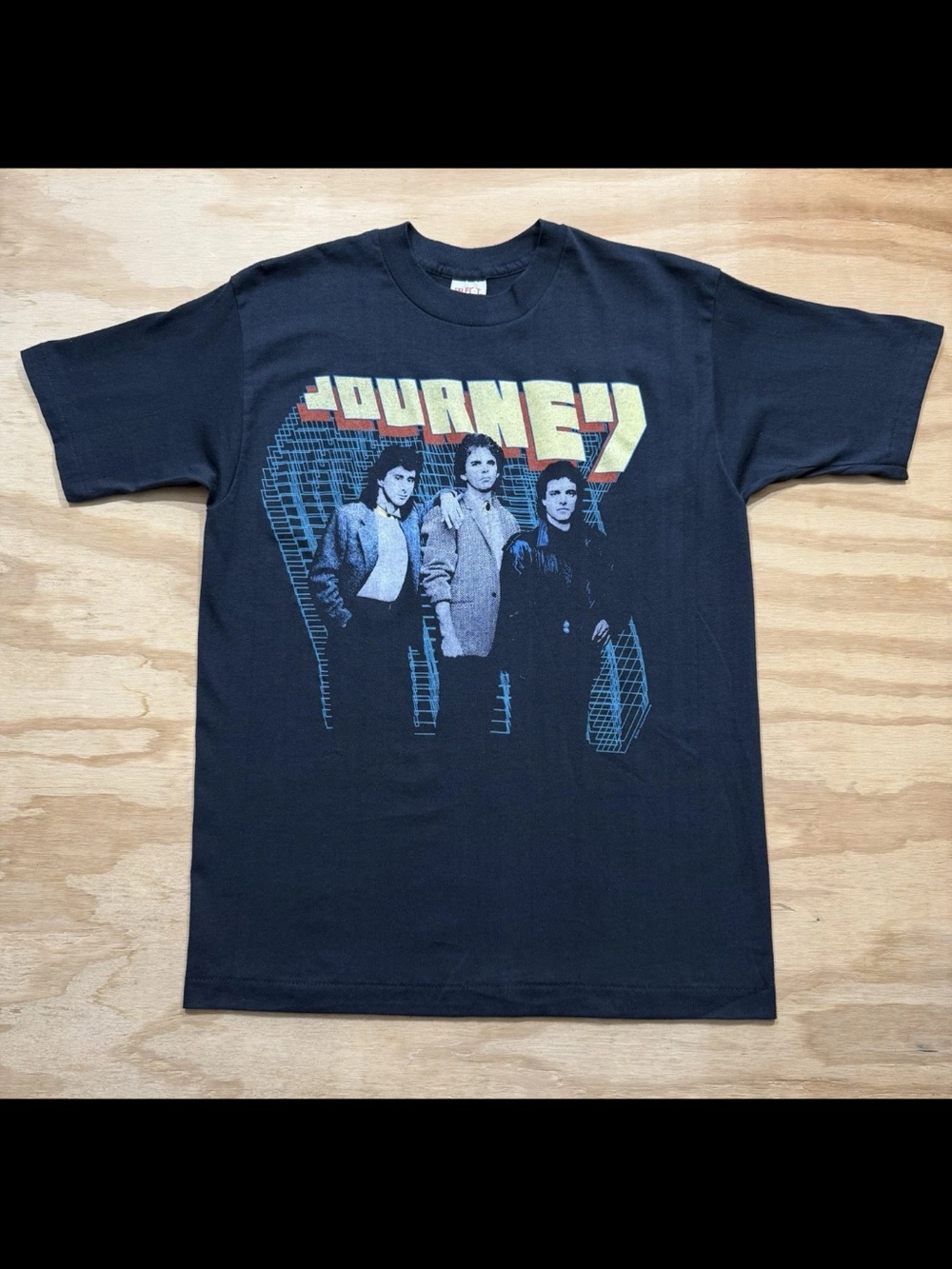 VTG 80s Journey Raised On Radio Group Graphic T-Shirt Single-Stitch Thin L Band